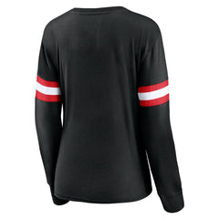 NBA Toronto Raptors Women's Block Party Chest Logo Striped Long Sleeve T-Shirt