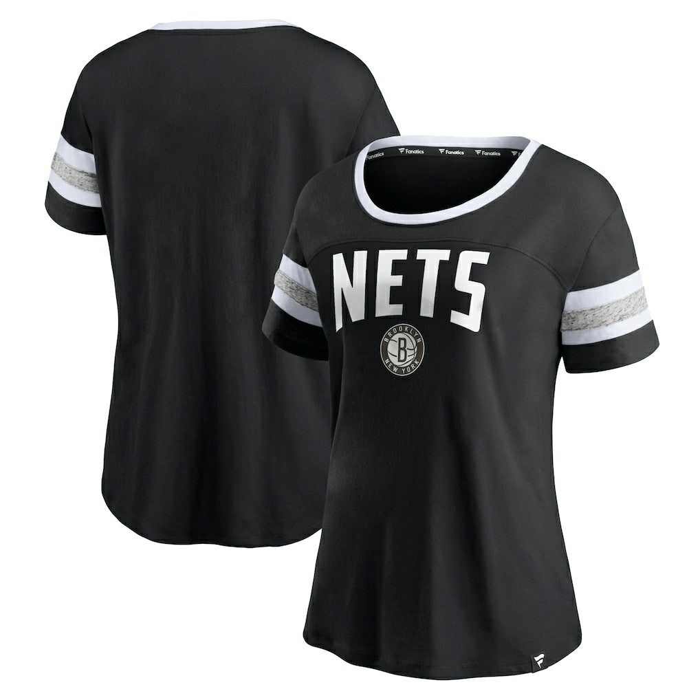 NBA Brooklyn Nets Women's Block Party Striped Sleeve T-Shirt