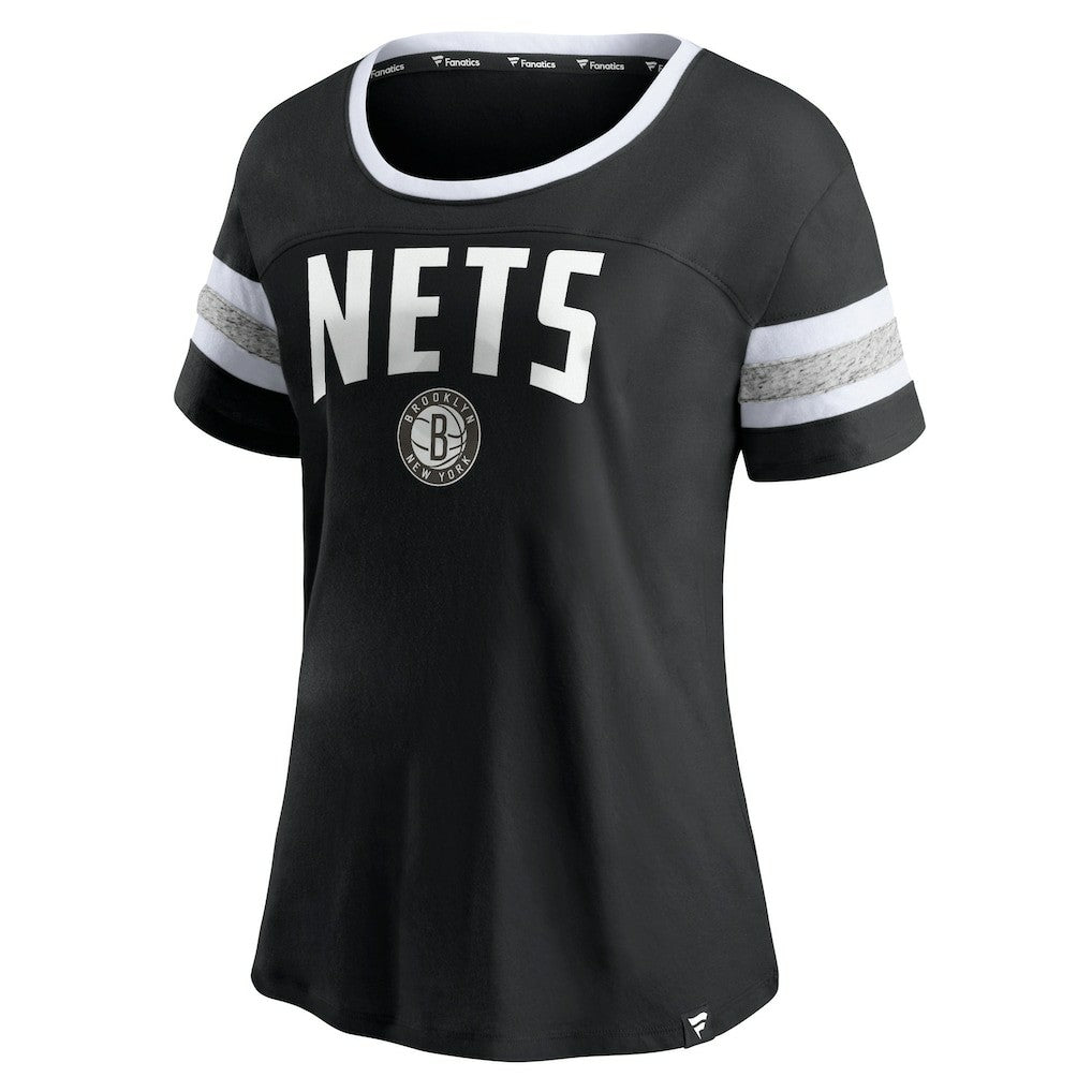 NBA Brooklyn Nets Women's Block Party Striped Sleeve T-Shirt