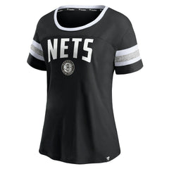 NBA Brooklyn Nets Women's Block Party Striped Sleeve T-Shirt
