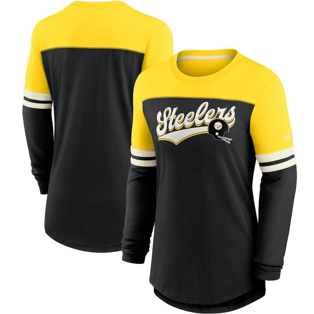 Women's Retro Script Performance Tri-Blend Long Sleeve T-Shirt - Pittsburgh Steelers