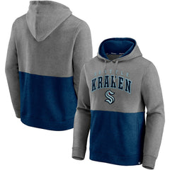 NHL Heathered Gray/Deep Sea Blue Seattle Kraken Fanatics Block Party Classic Arch Signature Pullover Hoodie