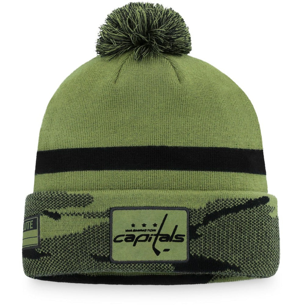 NHL Camo Washington Capitals Fanatics Military Appreciation Cuffed Knit Hat with Pom