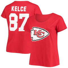 Travis Kelce  Women's Plus Size Fair Catch Name & Number Scoop Neck T-Shirt - Kansas City Chiefs