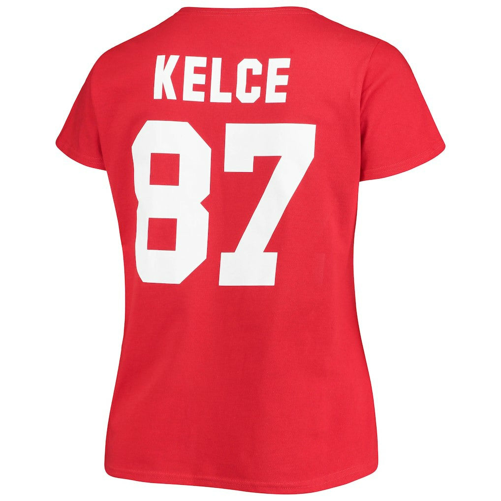 Travis Kelce  Women's Plus Size Fair Catch Name & Number Scoop Neck T-Shirt - Kansas City Chiefs