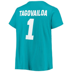 Tua Tagovailoa  Women's Plus Size Fair Catch Name & Number Scoop Neck T-Shirt - Miami Dolphins