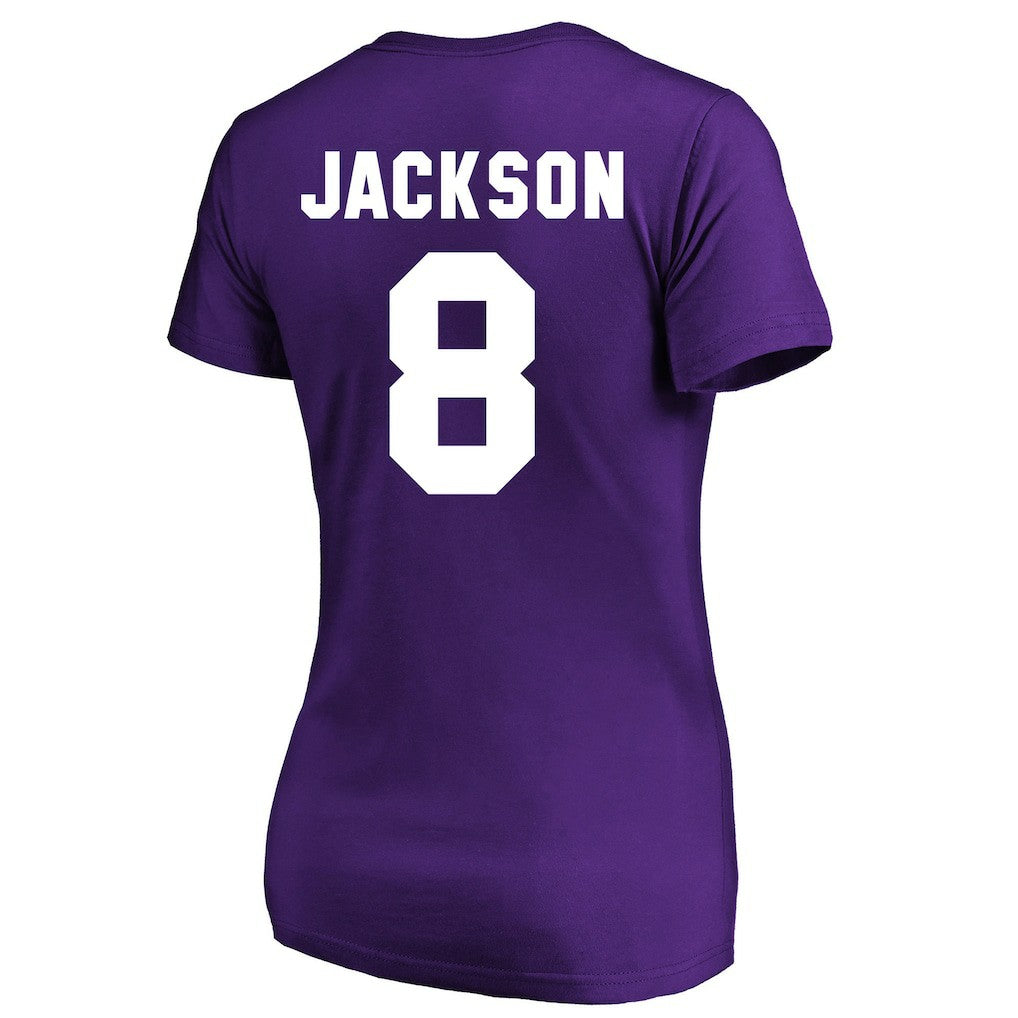 Lamar Jackson  Women's Plus Size Name & Number V-Neck T-Shirt - Baltimore Ravens