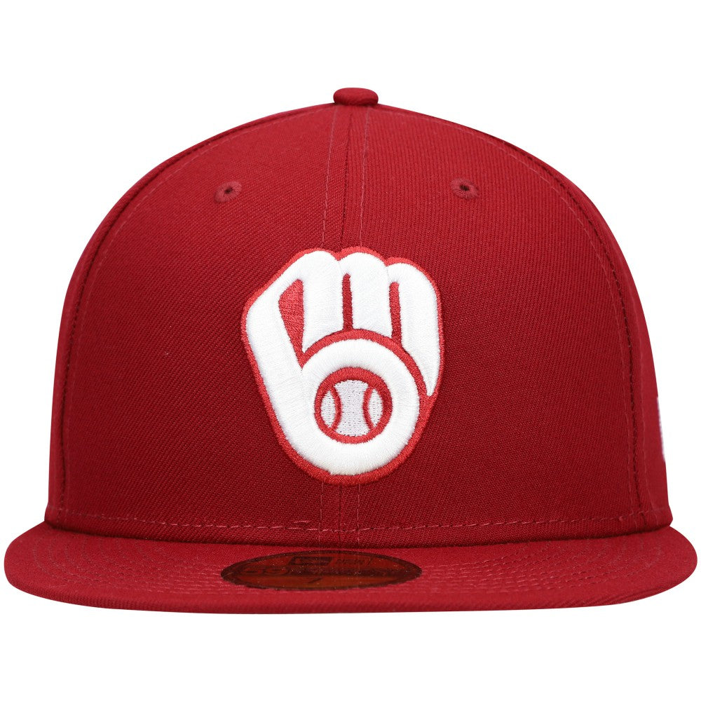 MLB Milwaukee Brewers New Era White Logo 59FIFTY Fitted Hat