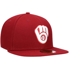 MLB Milwaukee Brewers New Era White Logo 59FIFTY Fitted Hat