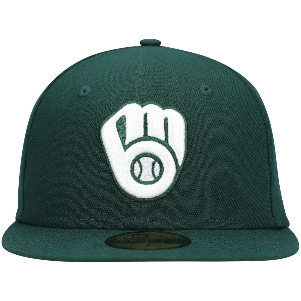 MLB Milwaukee Brewers New Era White Logo 59FIFTY Fitted Hat