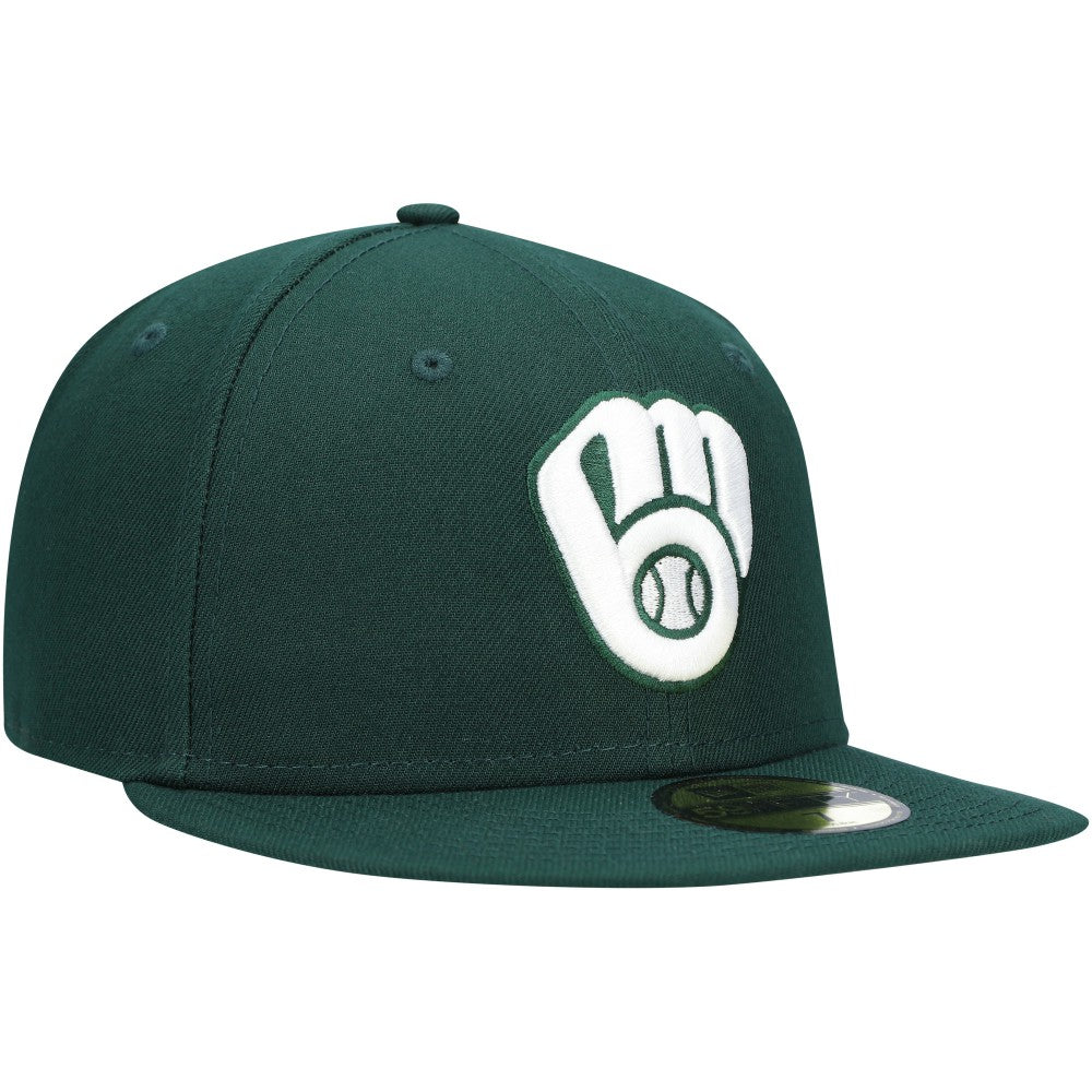 MLB Milwaukee Brewers New Era White Logo 59FIFTY Fitted Hat