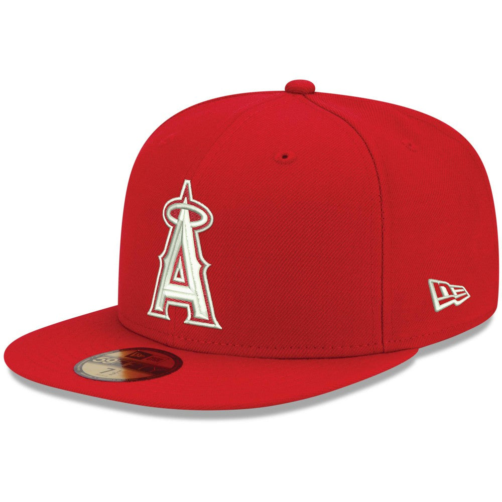 MLB Los Angeles Angels New Era White Logo 59FIFTY Fitted Hat