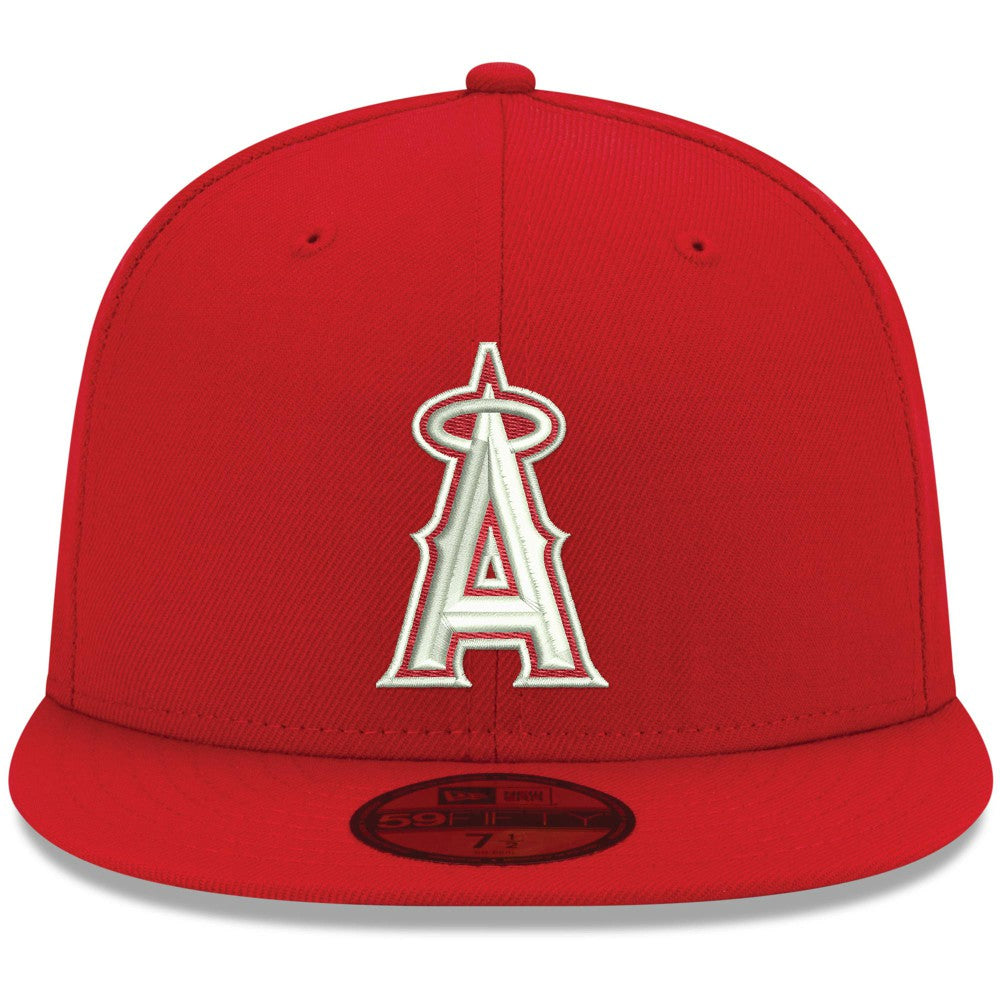 MLB Los Angeles Angels New Era White Logo 59FIFTY Fitted Hat