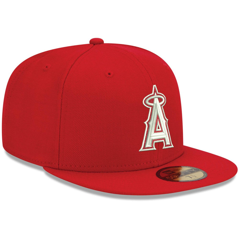 MLB Los Angeles Angels New Era White Logo 59FIFTY Fitted Hat