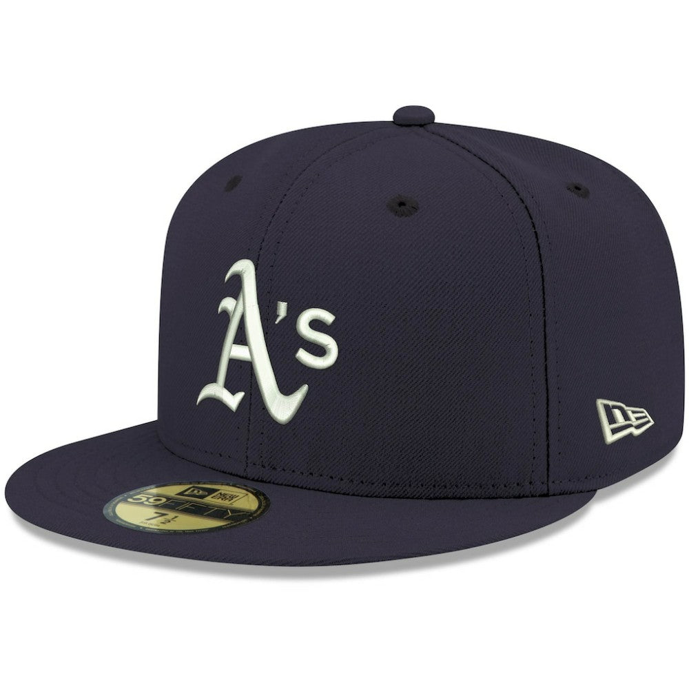 MLB Athletics New Era White Logo 59FIFTY Fitted Hat