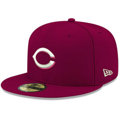 MLB Cincinnati Reds New Era White Logo 59FIFTY Fitted Hat