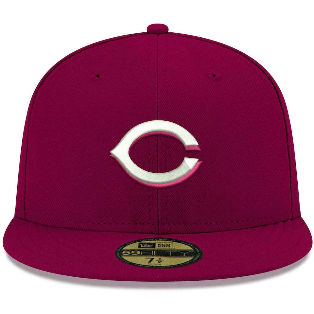 MLB Cincinnati Reds New Era White Logo 59FIFTY Fitted Hat