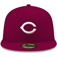 MLB Cincinnati Reds New Era White Logo 59FIFTY Fitted Hat