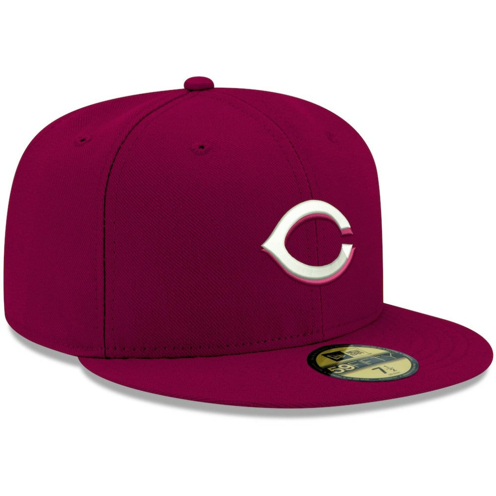 MLB Cincinnati Reds New Era White Logo 59FIFTY Fitted Hat