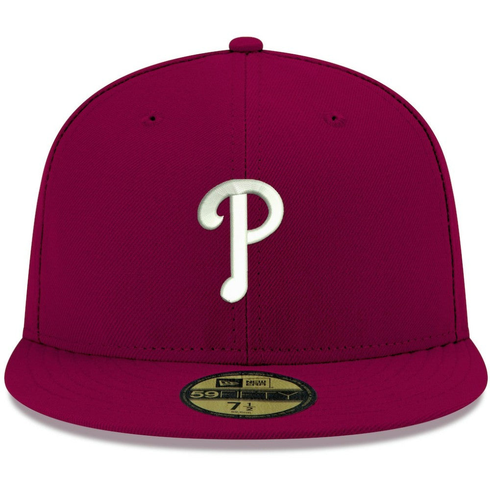 MLB Philadelphia Phillies New Era White Logo 59FIFTY Fitted Hat