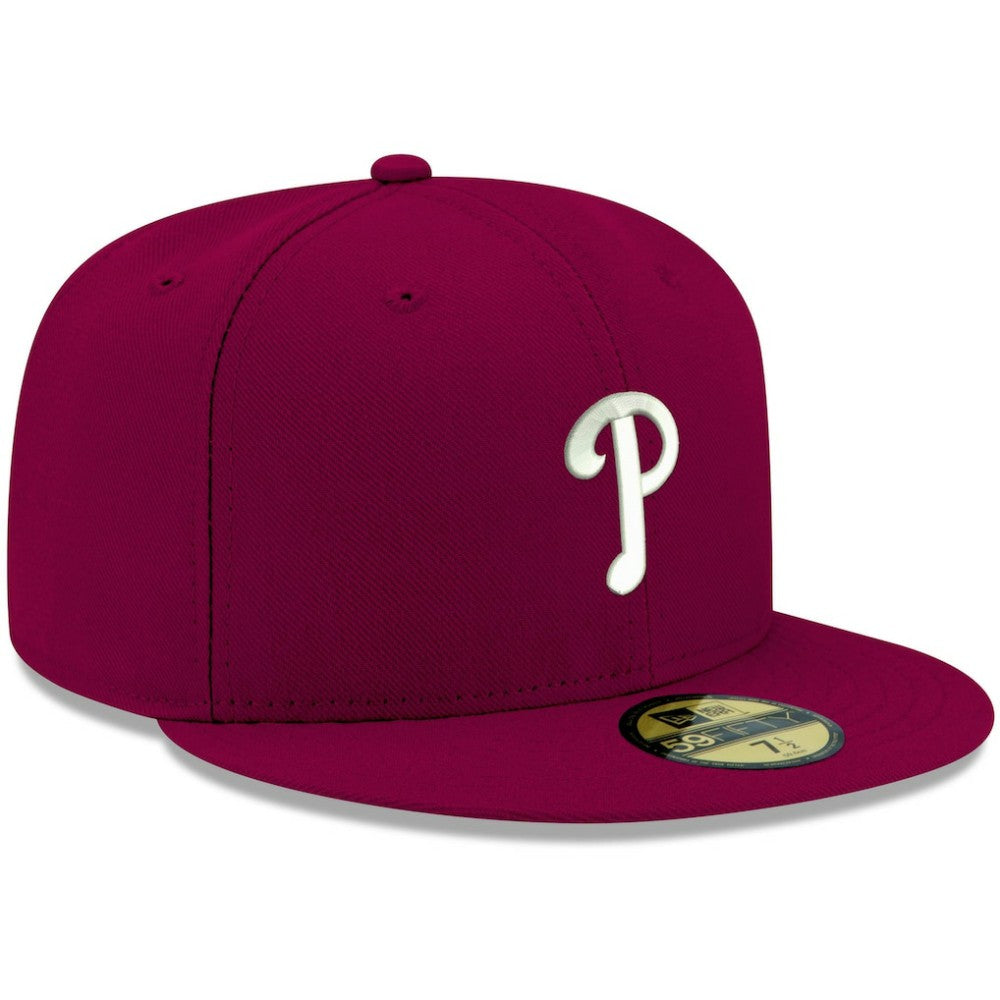 MLB Philadelphia Phillies New Era White Logo 59FIFTY Fitted Hat