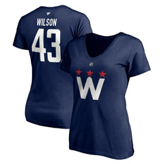 NHL Navy Tom Wilson Washington Capitals Fanatics Women's Authentic Stack Name & Number V-Neck T-Shirt