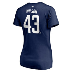 NHL Navy Tom Wilson Washington Capitals Fanatics Women's Authentic Stack Name & Number V-Neck T-Shirt