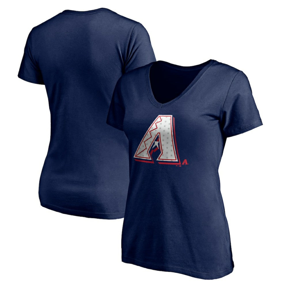 MLB Arizona Diamondbacks Women's Red White and Team V-Neck T-Shirt