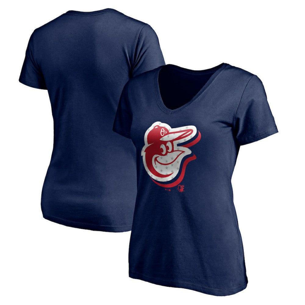 MLB Baltimore Orioles Women's Red White and Team V-Neck T-Shirt