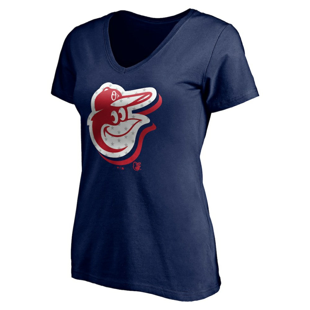 MLB Baltimore Orioles Women's Red White and Team V-Neck T-Shirt