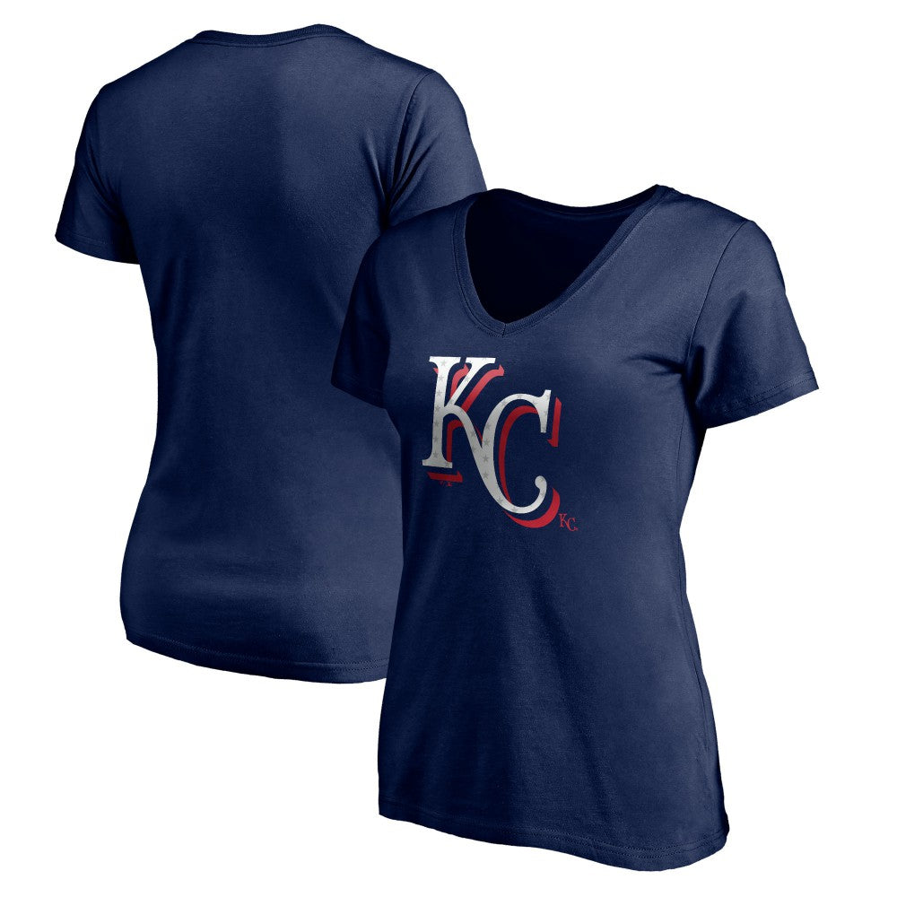 MLB Kansas City Royals Women's Red White and Team V-Neck T-Shirt