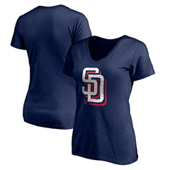 MLB San Diego Padres Women's Red White and Team V-Neck T-Shirt