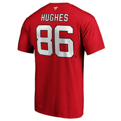NHL Red Jack Hughes New Jersey Devils Fanatics Big & Tall Name & Number T-Shirt