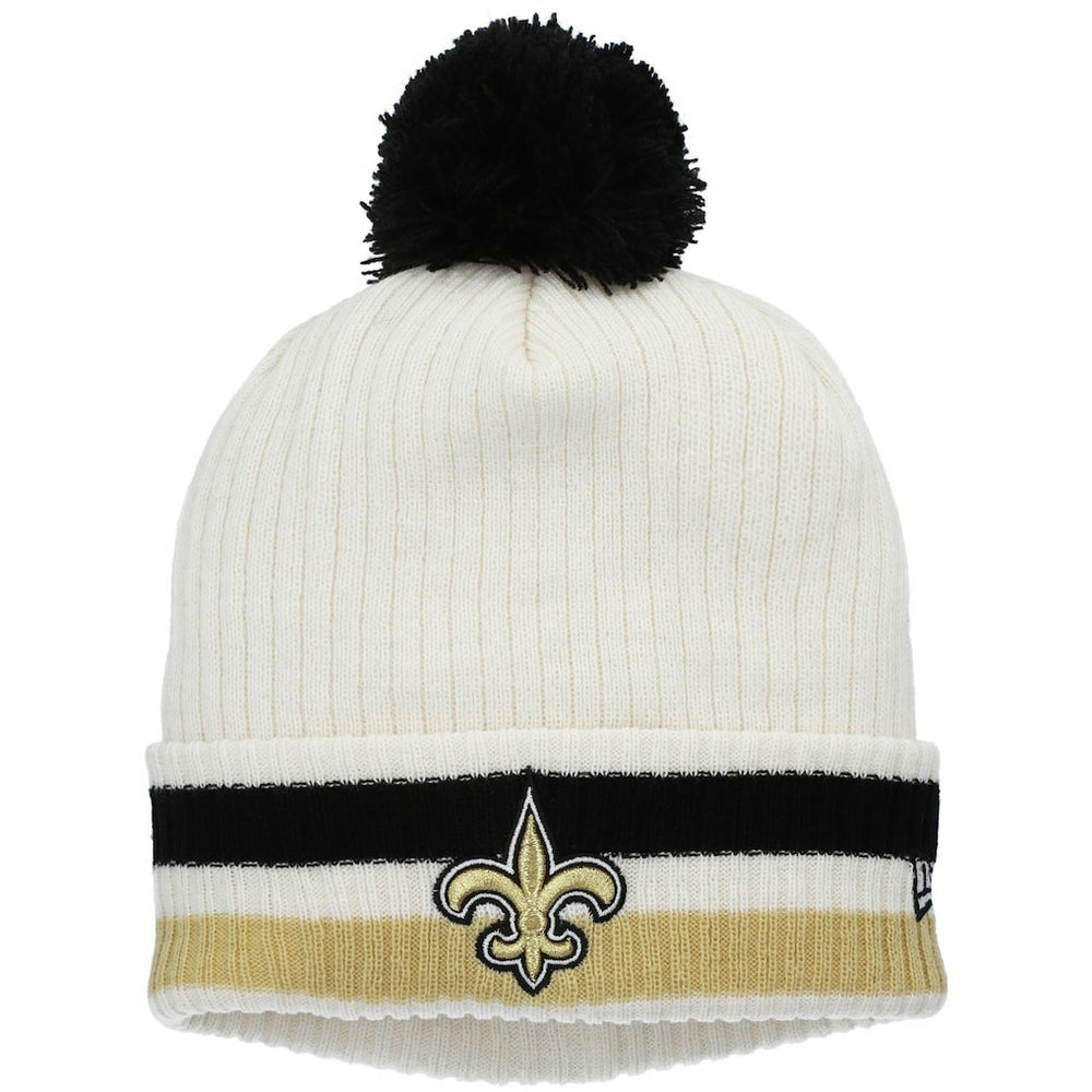 Youth Retro Cuffed Knit Hat with Pom - New Orleans Saints