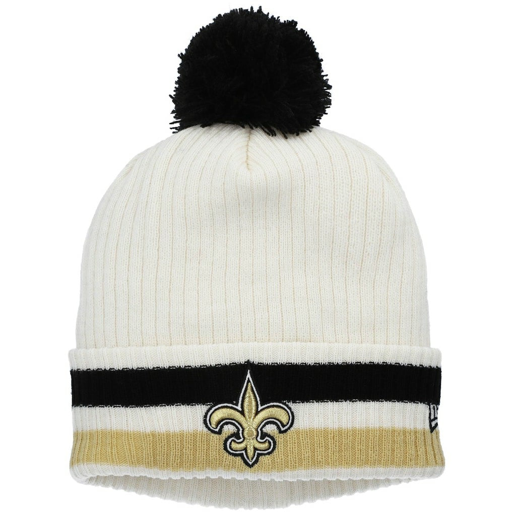 Youth Retro Cuffed Knit Hat with Pom - New Orleans Saints