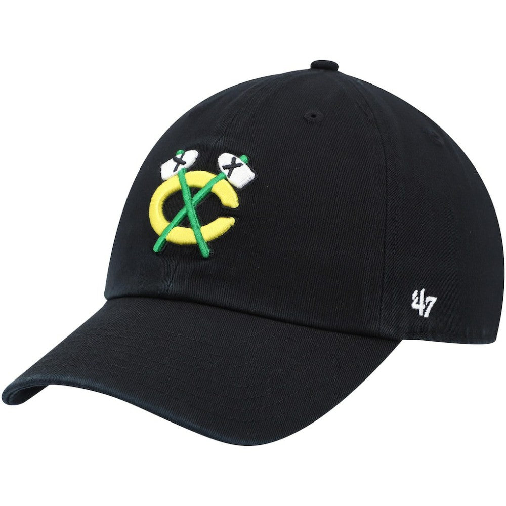 NHL Black Chicago Blackhawks '47 Alternate Logo Clean Up Adjustable Hat