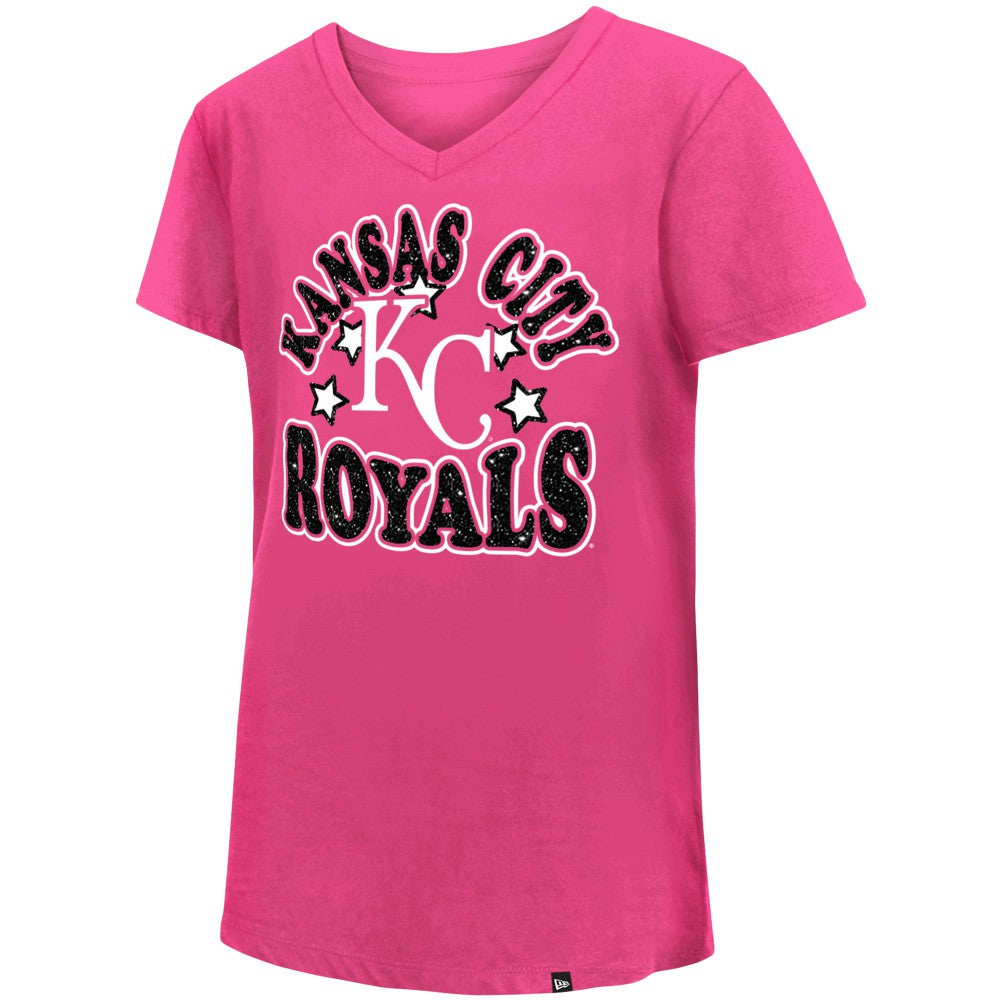 MLB Kansas City Royals New Era Girls Youth Jersey Stars V-Neck T-Shirt