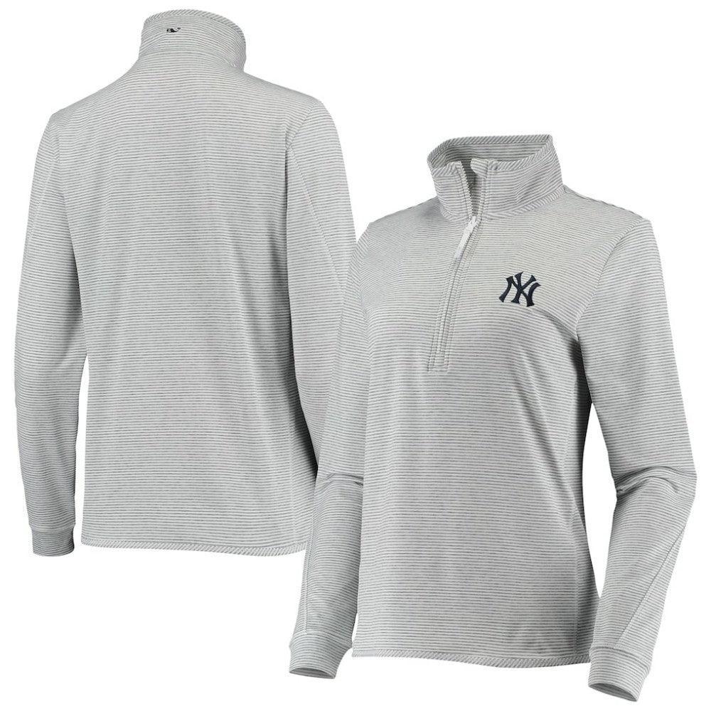 MLB New York Yankees Vineyard Vines Women's Stripe Sankaty Half-Zip Pullover Top