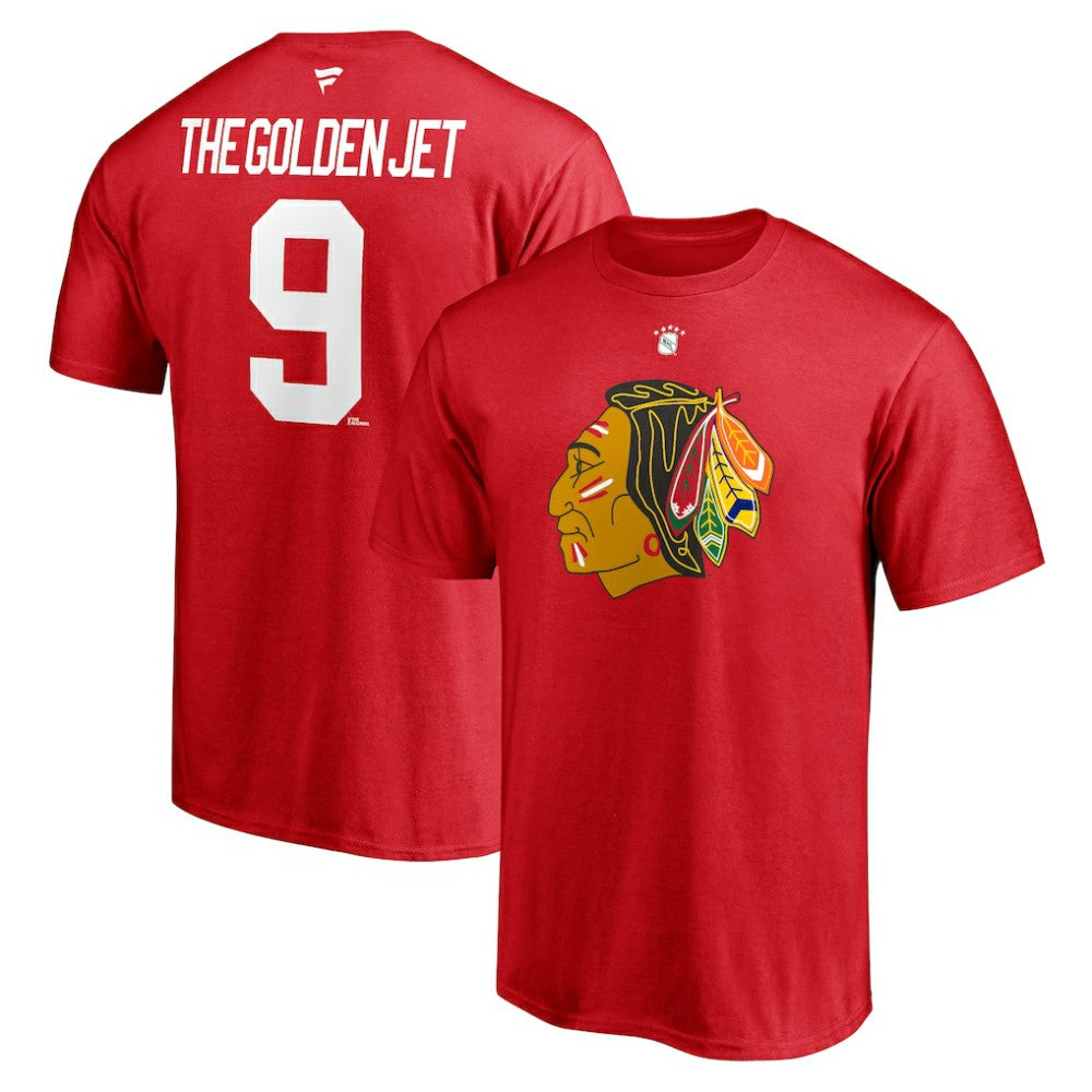 NHL Red Bobby Hull Chicago Blackhawks Fanatics Authentic Stack Retired Player Nickname & Number T-Shirt