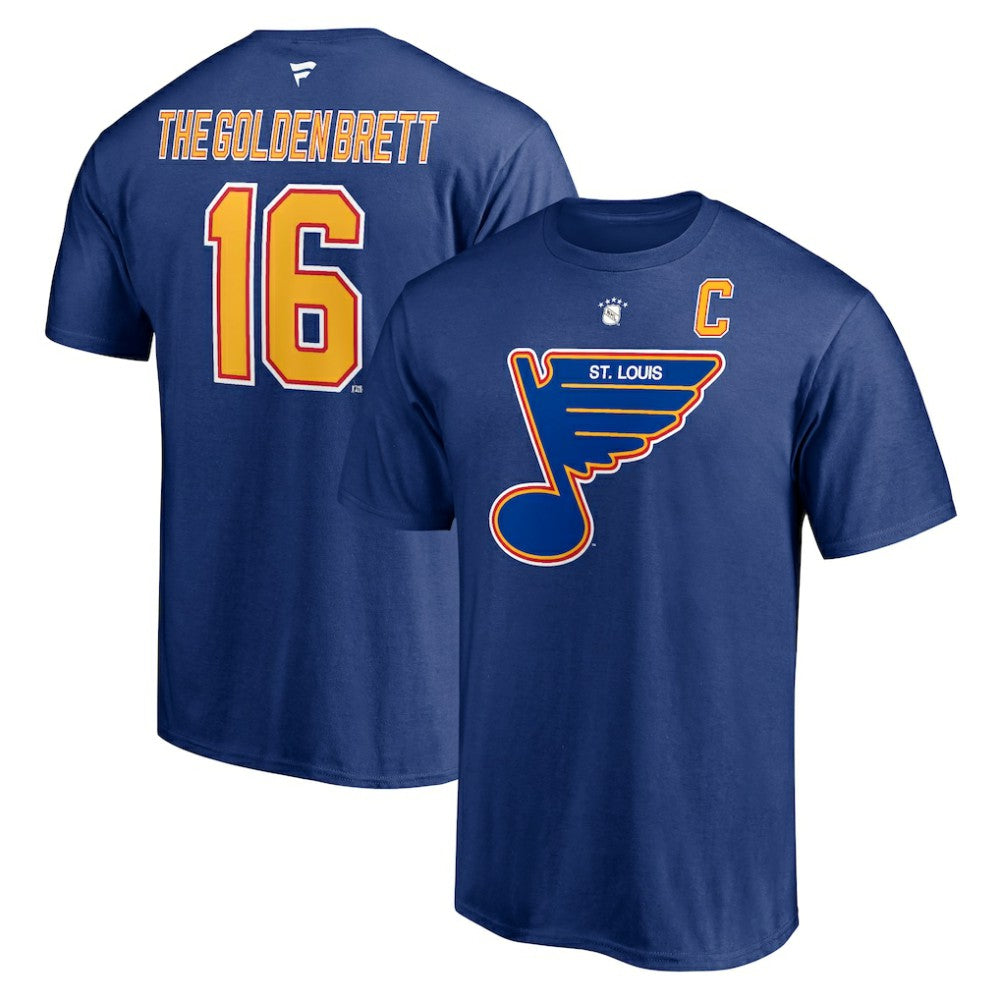NHL Blue Brett Hull St. Louis Blues Fanatics Authentic Stack Retired Player Nickname & Number T-Shirt