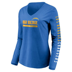 Women's Slogan V-Neck Long Sleeve T-Shirt - Los Angeles Chargers