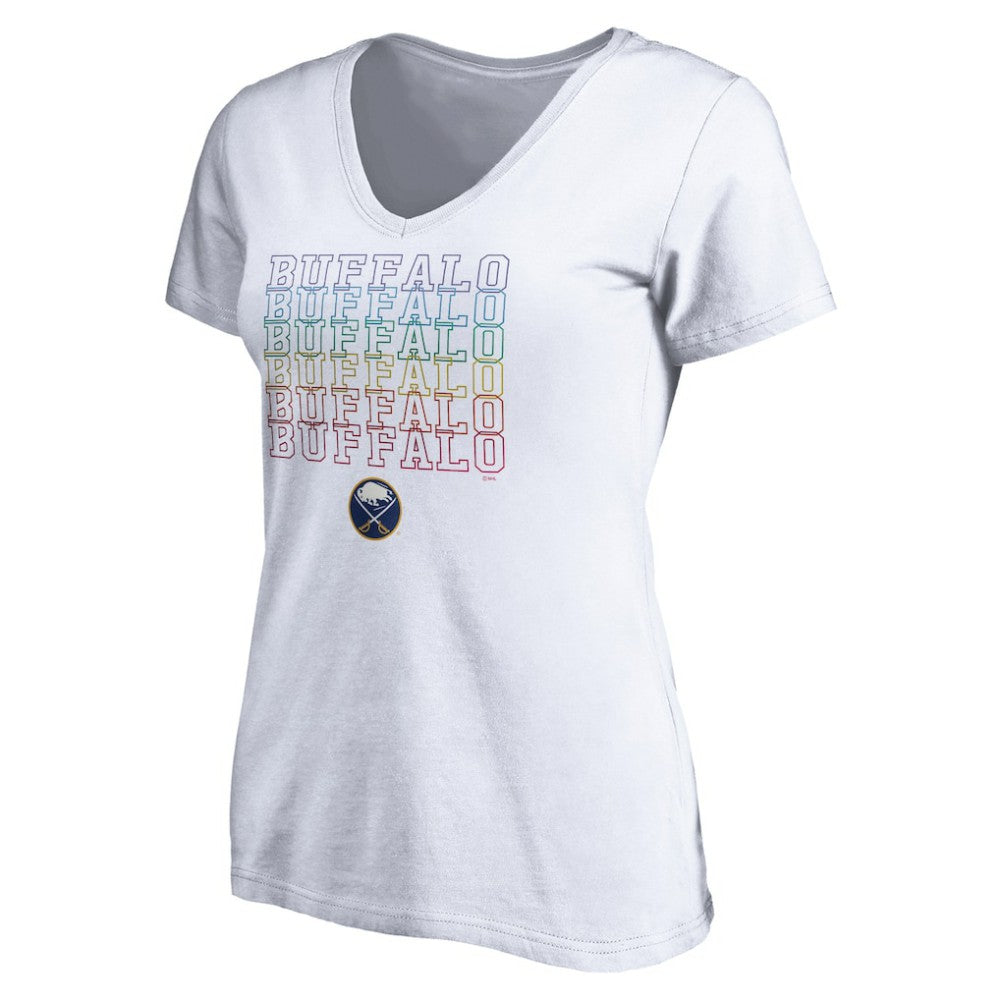 NHL White Buffalo Sabres Women's City Pride V-Neck T-Shirt