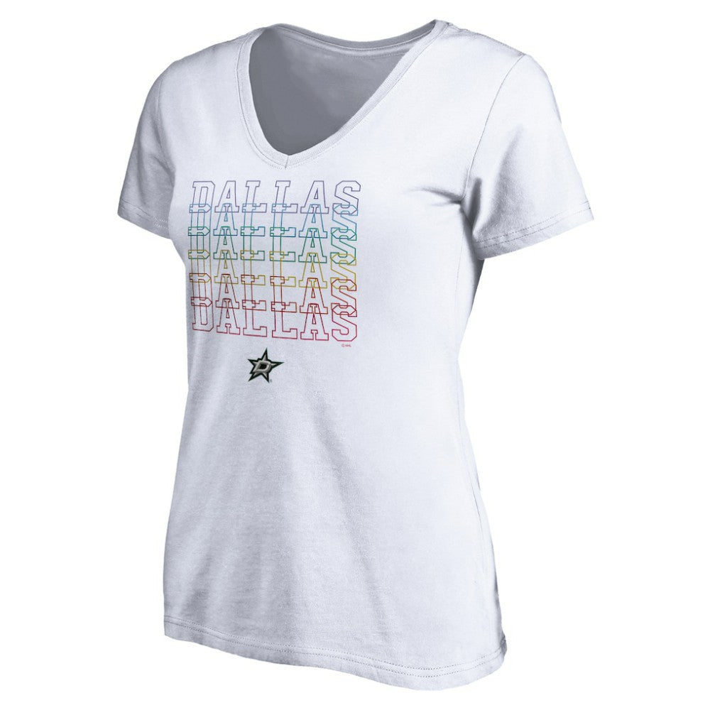 NHL White Dallas Stars Women's City Pride V-Neck T-Shirt