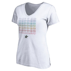 NHL White Dallas Stars Women's City Pride V-Neck T-Shirt