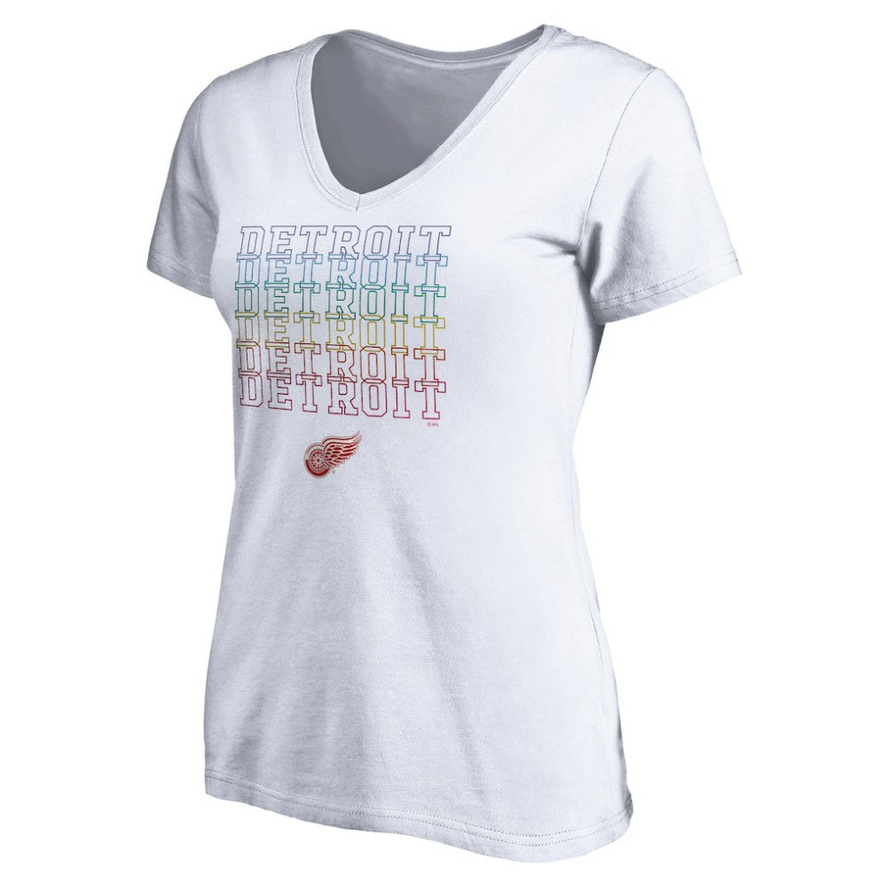 NHL White Detroit Red Wings Women's City Pride V-Neck T-Shirt