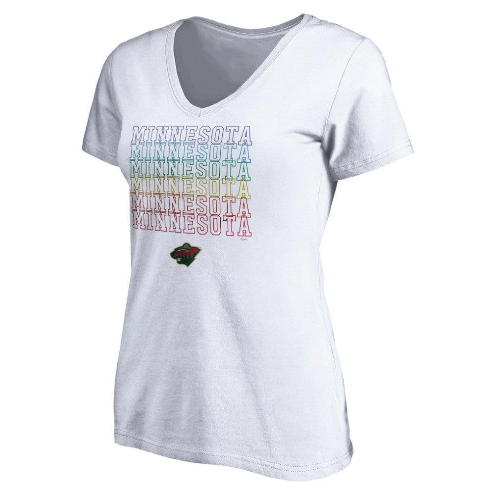 NHL White Minnesota Wild Women's City Pride V-Neck T-Shirt