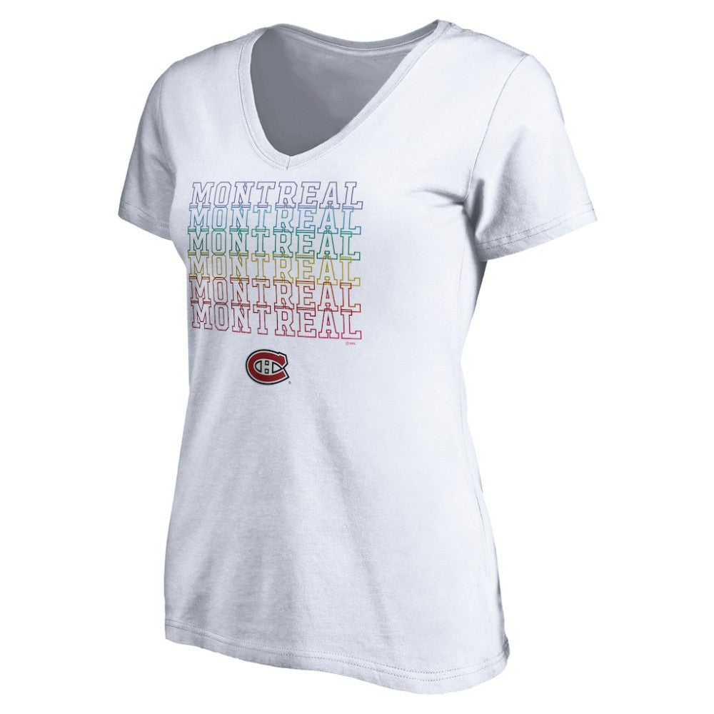 NHL White Montreal Canadiens Women's City Pride V-Neck T-Shirt