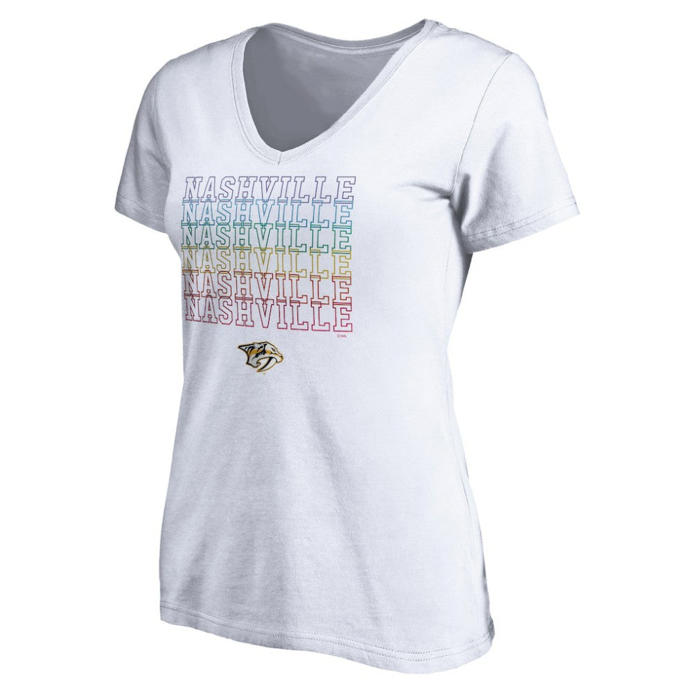NHL White Nashville Predators Women's City Pride V-Neck T-Shirt