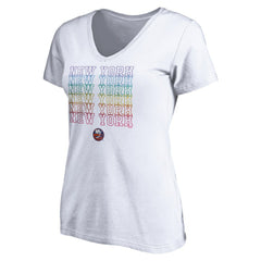 NHL White New York Islanders Women's City Pride V-Neck T-Shirt