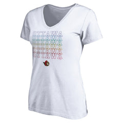 NHL White Ottawa Senators Women's City Pride V-Neck T-Shirt